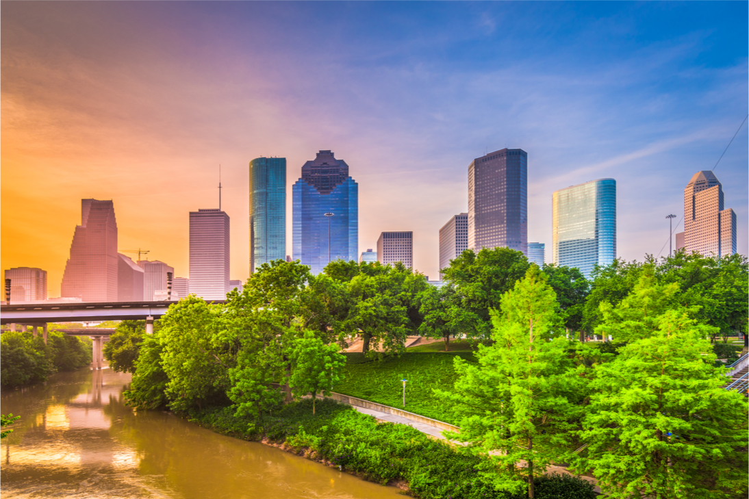  A view of Buffalo Bayou and Houston